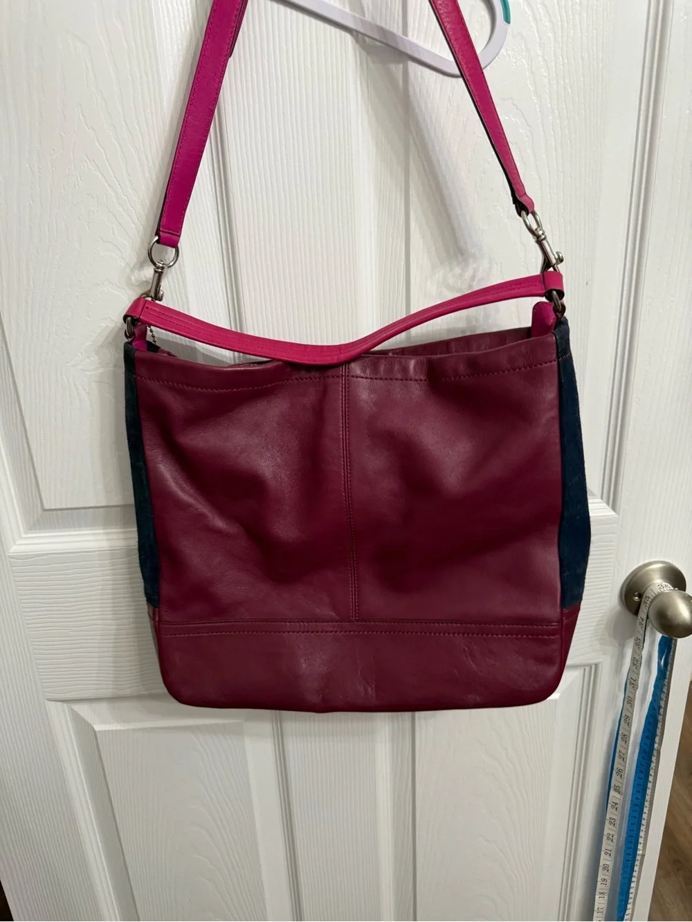 Coach Quilted Leather Hobo Bag Burgundy Pink Multi Turnlock Purse 24981 Park